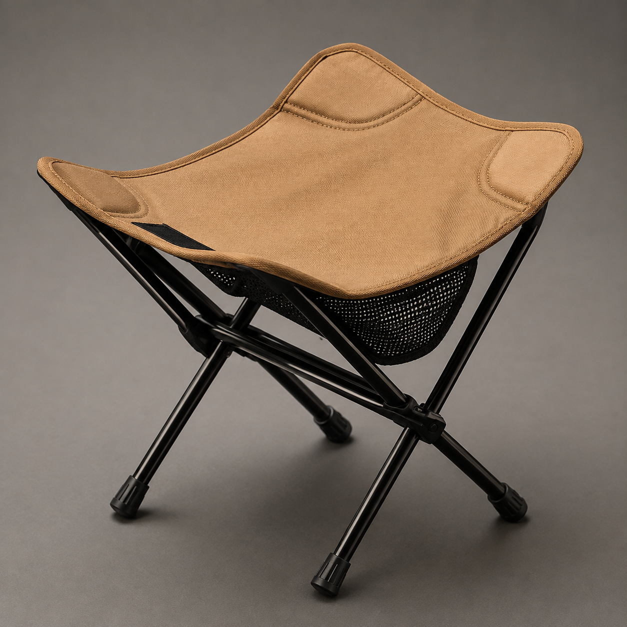 Folding camp stool folded