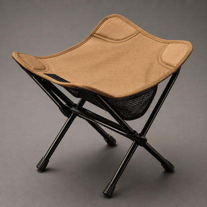 Folding camp stool folded