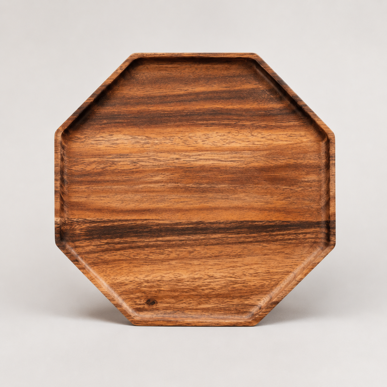 Octagonal acacia tray angle
