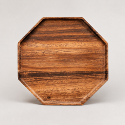 Octagonal acacia tray angle