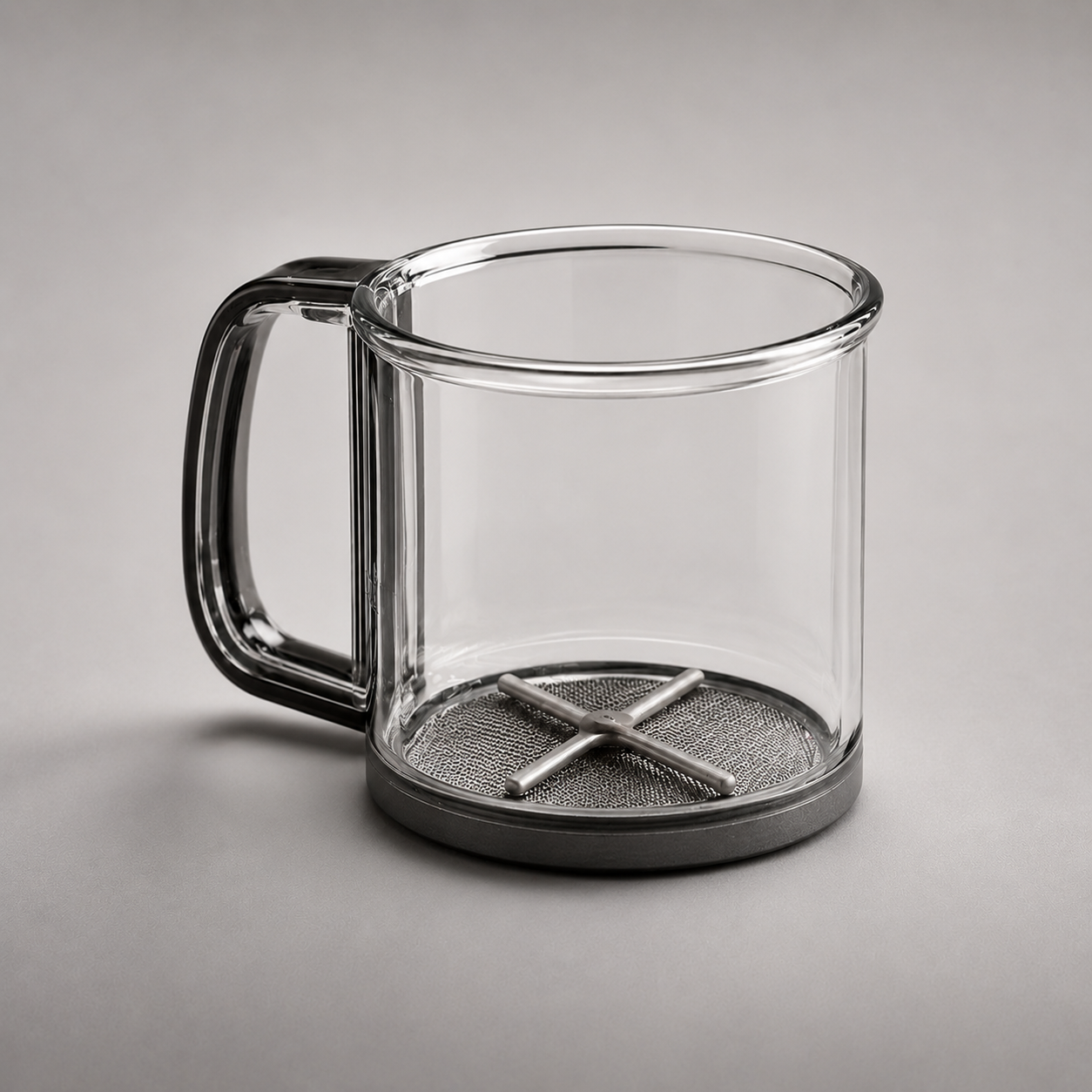 Glass tea infuser mug angle