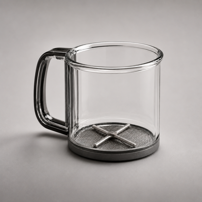 Glass tea infuser mug angle