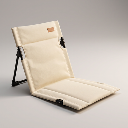 Folding padded floor chair angled view