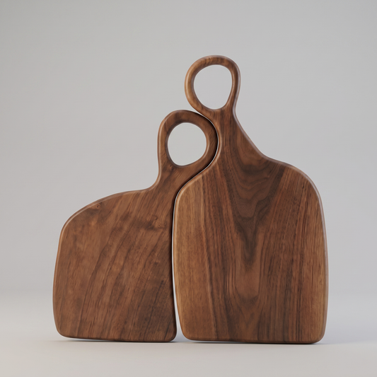 Walnut cutting board set front view