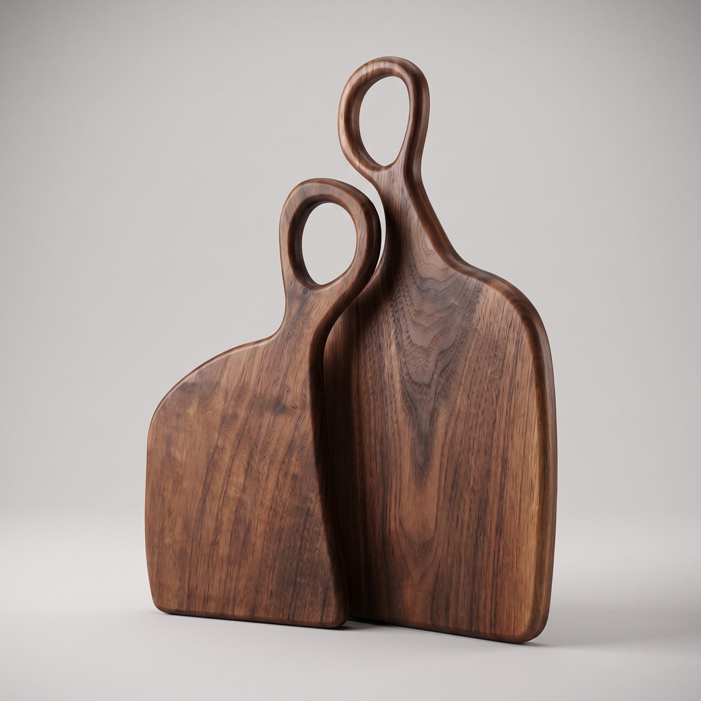 Walnut cutting board set angled view