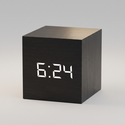 Digital LED alarm clock angled view