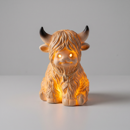Highland cow night light front view