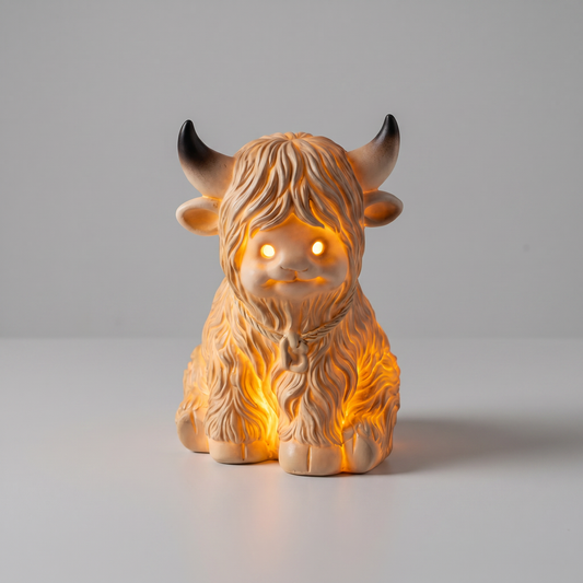 Highland cow night light front view