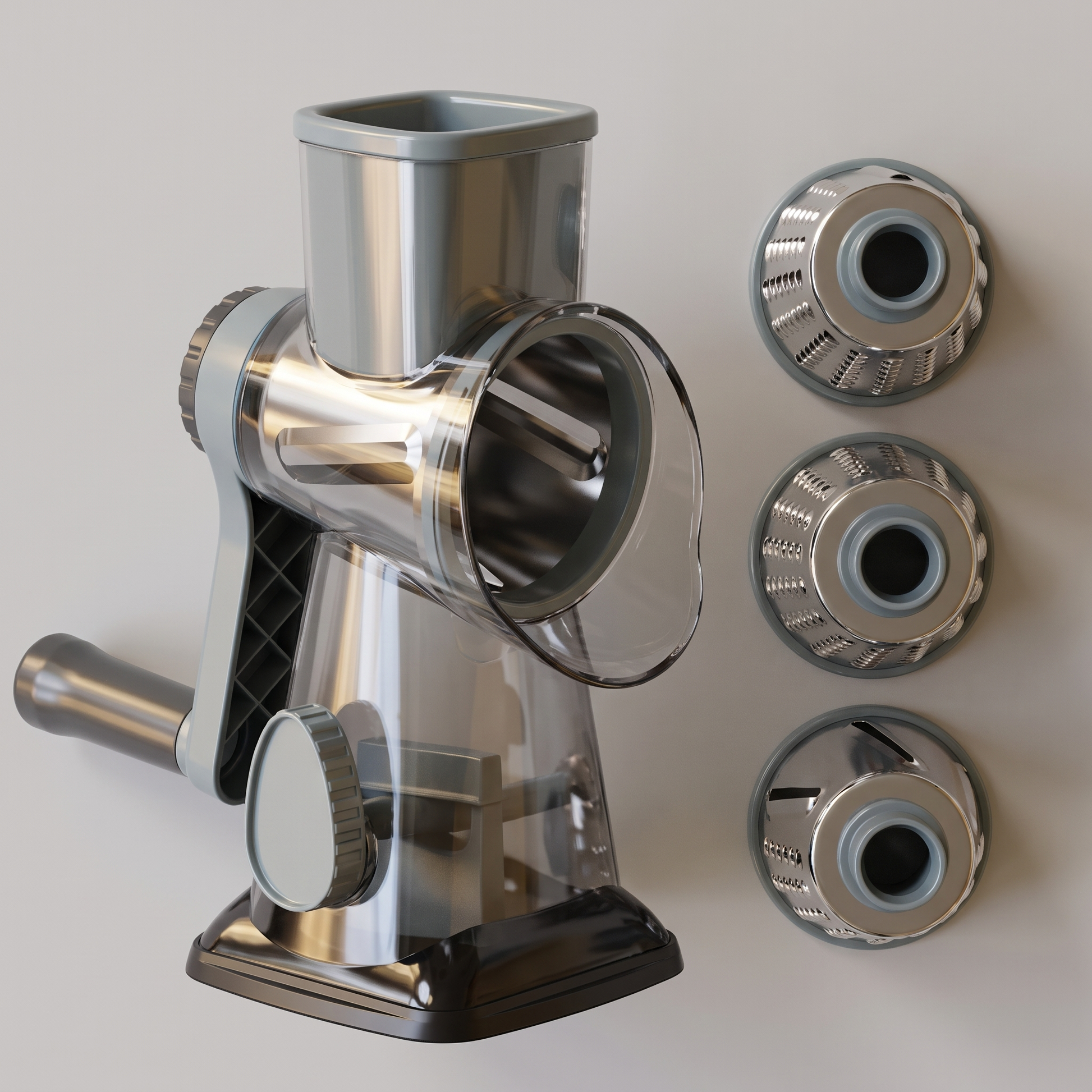 Rotary cheese grater top view