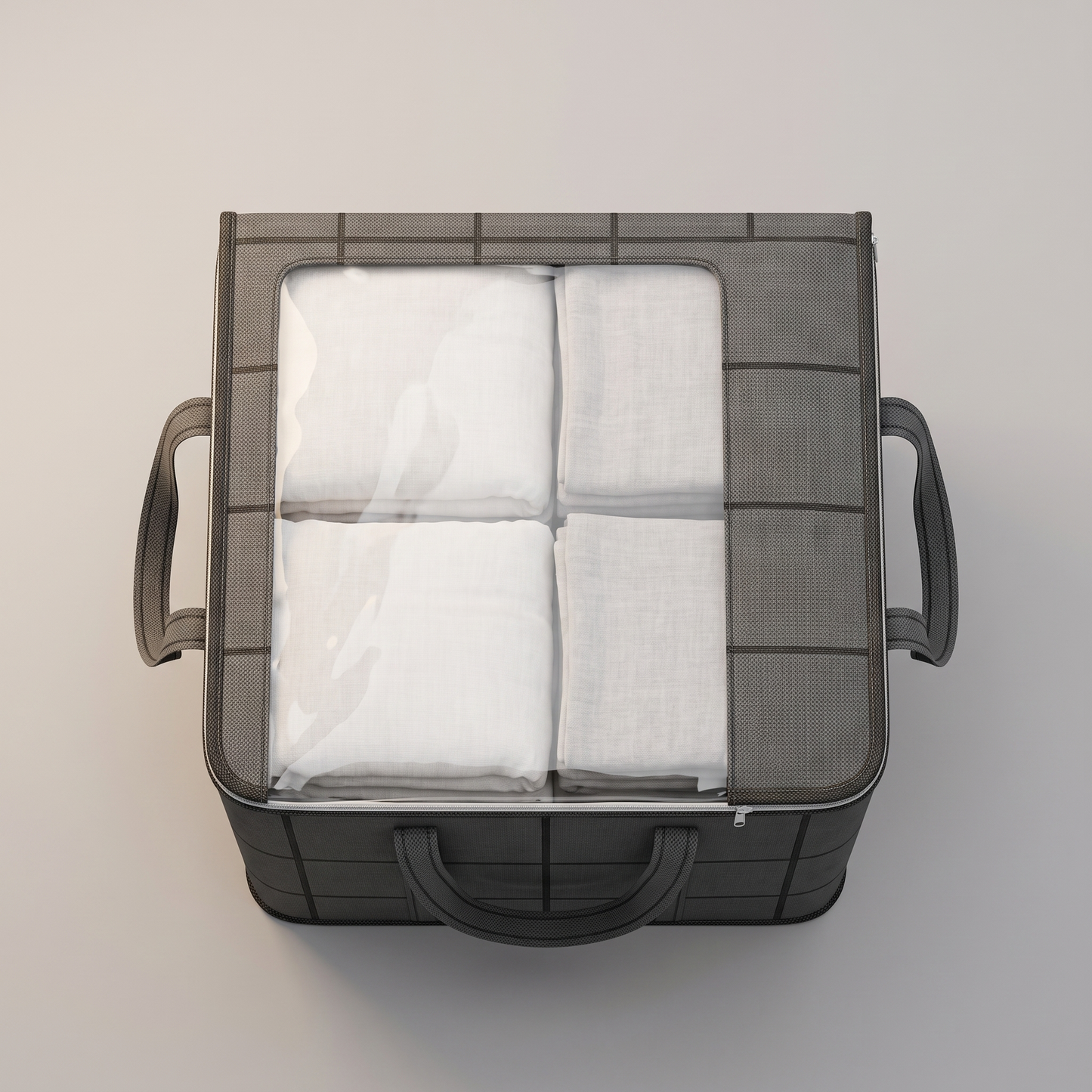 Duvet storage bag top view