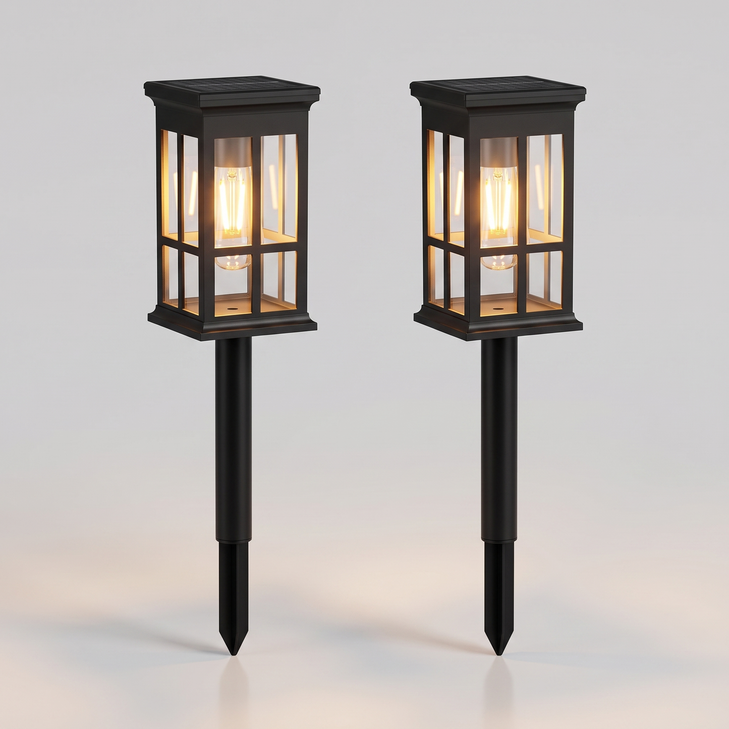 Solar pathway lantern set front view