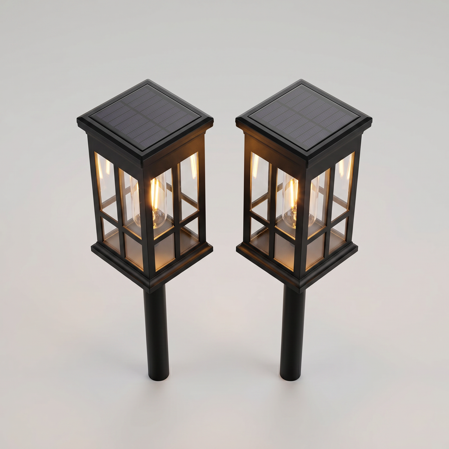 Solar pathway lantern set top view