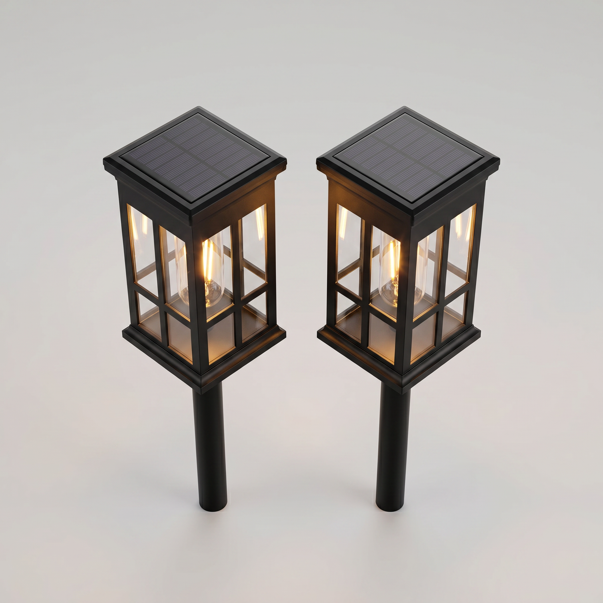 Solar pathway lantern set top view