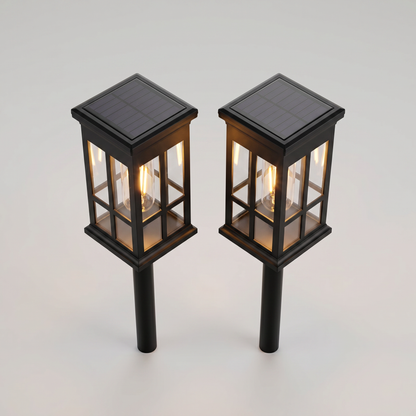 Solar pathway lantern set top view