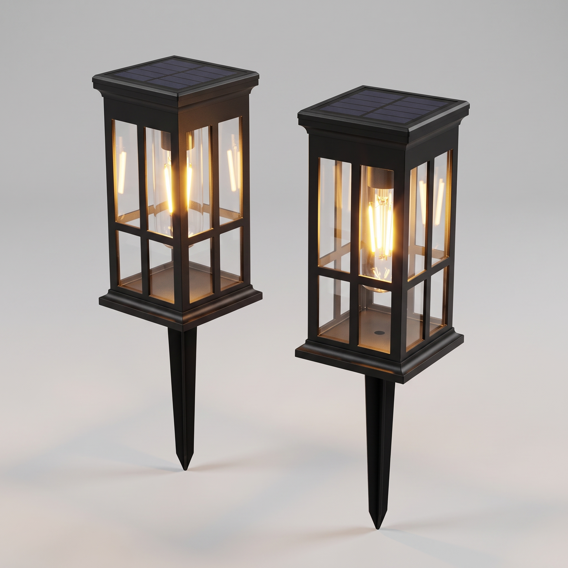 Solar pathway lantern set angled view