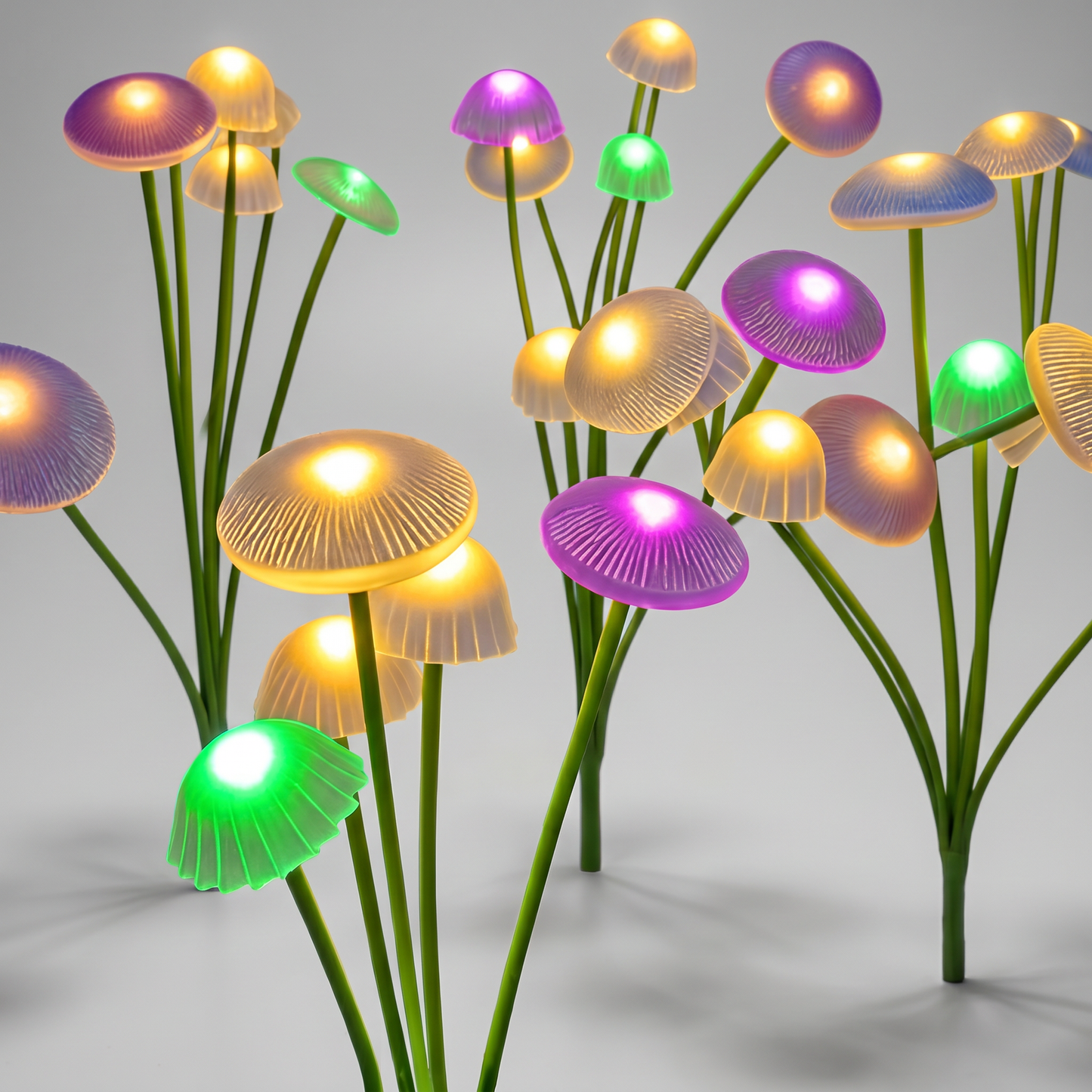 Solar mushroom garden lights front view