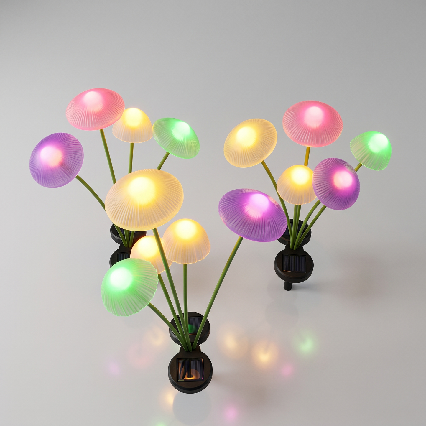 Solar mushroom garden lights top view